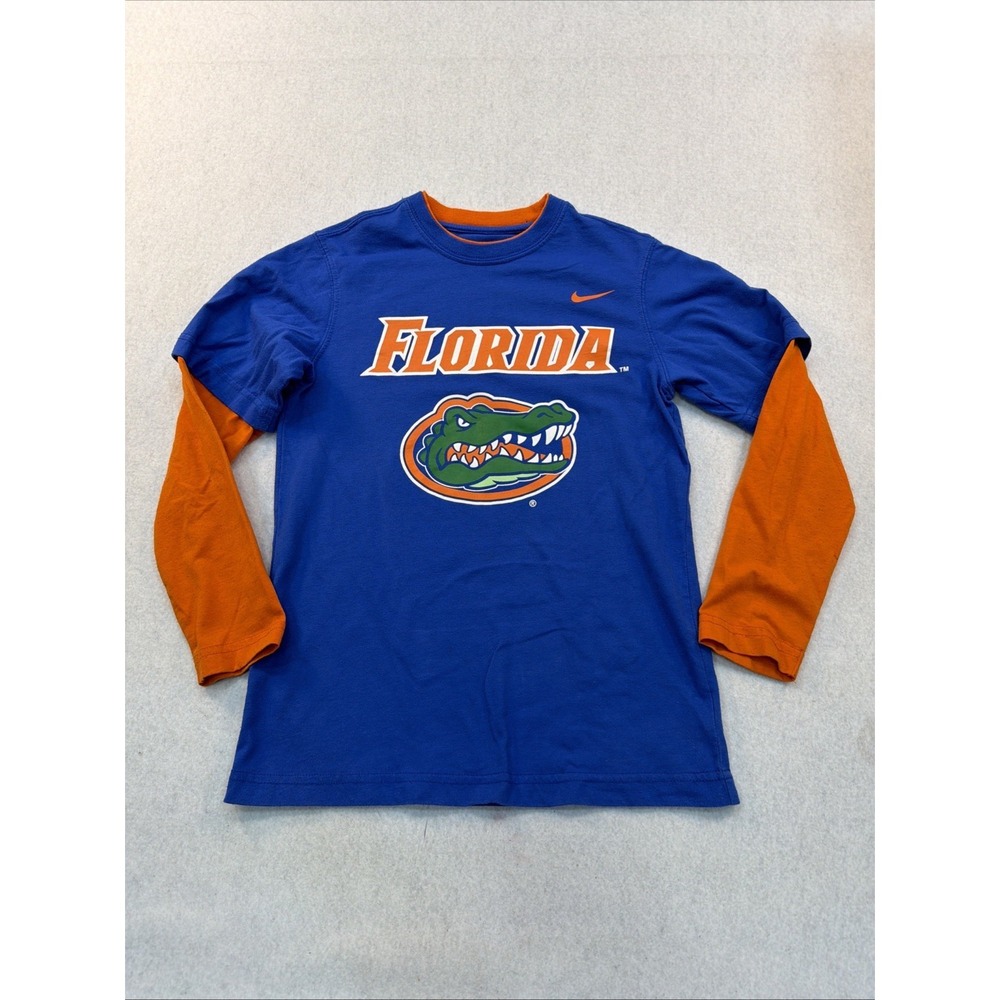 Nike Florida Gators‎ T Shirt Boys S Youth Blue NCAA Layered Football Pullover